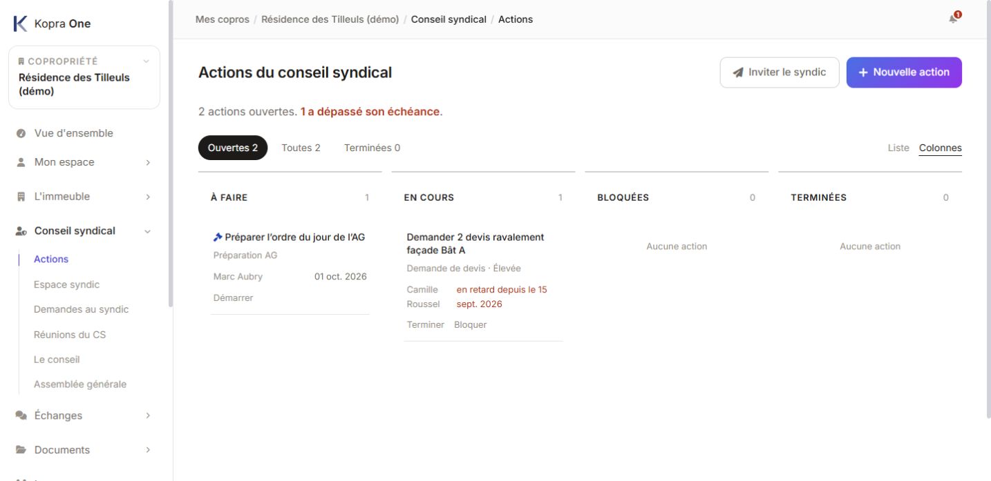 Actions du conseil syndical
